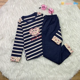 ست بلوز شلوار دخترانه مدل راه راه قلبی 1 تا 6 سال