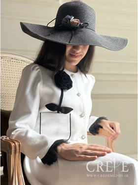 ست کت ودامن کتان لمه گل رز