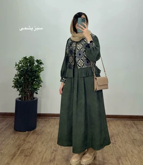 ست پیراهن مانتویی به همراه وست سوزندوزی شده 1