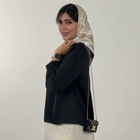 شومیز ساتن یقه گیپور (مشکی)