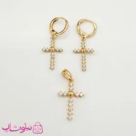 نیم ست دخترانه ژوپینگ طرح صلیب نگین‌دار