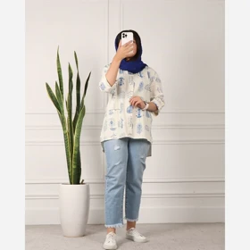 تونیک زنانه لینن طرح برگ