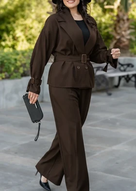 کت و شلوار زنانه مدل wcs05 (قهوه‌ای)