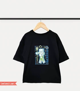 تیشرت مشکی طرح ماینکرافت سبز و آبی