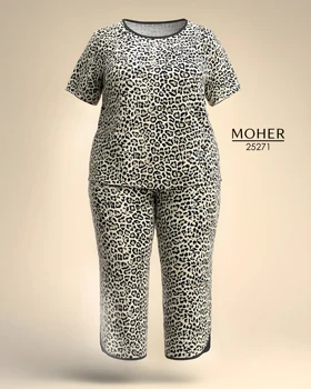 ست لباس راحتی زنانه سایز بزرگ طرح پلنگی