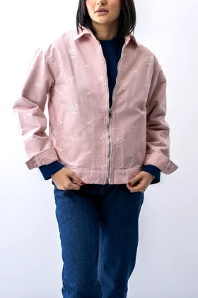 کت کتان ژاکارد زیپ‌دار زنانه