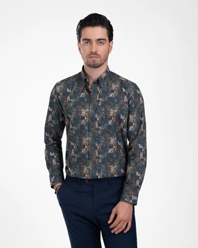 ام کی کالکشن پیراهن آستین بلند mk-22876-dark-green