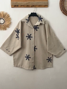 شومیز باکسی خامه دوزی زنانه کد 4030208