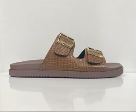 صندل زنانه Hawaii طرح کروکو- مشکی و عسلی