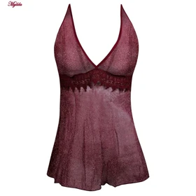 لباس خواب زنانه رنگ زرشکی مدل 5244-2097