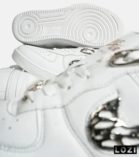 کفش کتانی مردانه و زنانه سفید نایک NIKE AIR FORCE 1.7 lv8 White gold مدل 7060