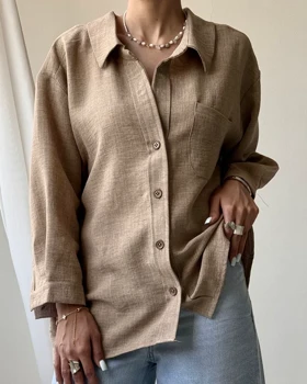 شومیز تک جیب شانتون کد 500427 (نسکافه ای)