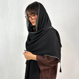شال زنانه منگوله‌دار لبه دوزی