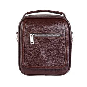کیف دوشی چرم دو زیپ مردانه (قهوه ای)