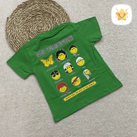 ست 2 تکه تیشرت شلوارک پسرانه جین برند VENIZصورتک مناسب 2 تا 6 سال