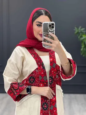 ست مانتو و شلوار لینن ترکیبی سنتی