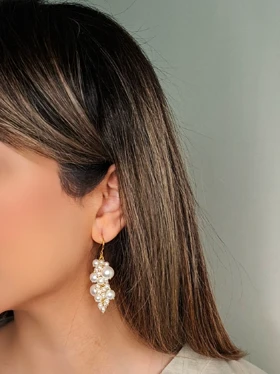 گوشواره آویز مروارید خوشه‌ای