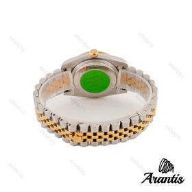 ساعت رولکس مردانه دورنگ طلایی خطی صفحه نقره ای m-9274