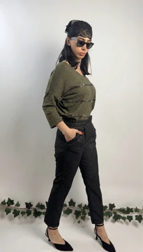 شومیز پولک دوزی سدری تیره