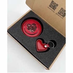 ست آینه چرم و جاکلیدی طرح قلب