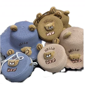 ست کیف و کلاه دخترانه حصیری وارداتی