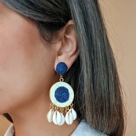 کالکشن گوشواره حصیری صدف‌دار Cowrie دست‌ساز زنانه ترند بوهو و ساحلی