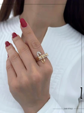 انگشتر زنانه سه قطعه سنجاق قفلی