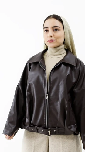 بامبر جکت چرم pull&bear