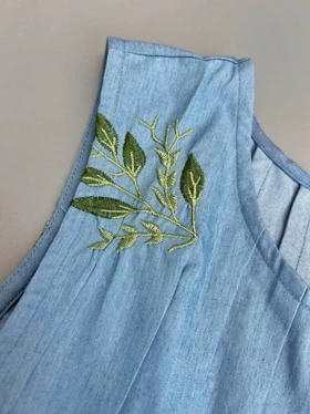 تاپ جین کاغذی گلدوزی شده کد 3374