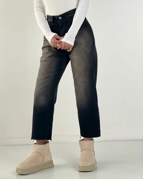 شلوار استریت پایین کات مشکی  کد 1000219