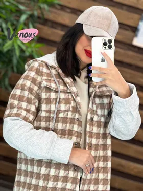 پالتو چهارخونه آستین دورس