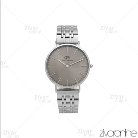 ساعت دنیل ولینگتون مردانه گرد نقره ای صفحه طوسی خطی 106289