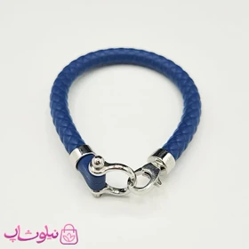 دستبند امگا رابر سرمه ای مردانه قفل نقره ای کیفیت مستر کد 650