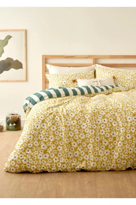 سرویس روتختی دو نفره Bella Maison مدل Naomi پنبه و پلیاستر - زرد