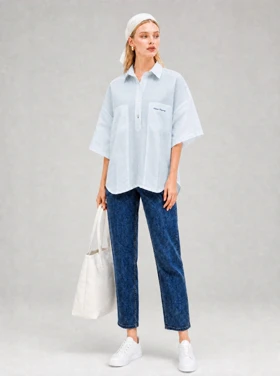 بلوز زنانه 4 دکمه چاپ Rebirth frequency