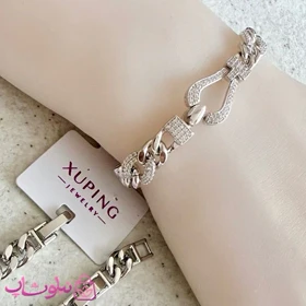دستبند زنانه ژوپینگ نقره ای رنگ مدل فرد Fred نگین‌دار کد 7991