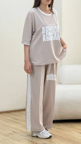 ست تیشرت و شلوار بغل زیپ