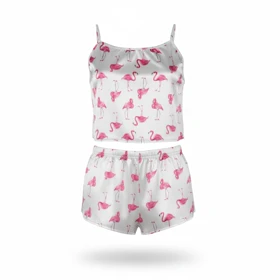 ست تاپ و شلوارک طرح فلامینگو 195