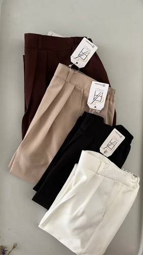 شلوار کرپ نیم بگ زنانه فارکو - راحت و شیک کد 084