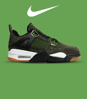 کفش کتانی ساق‌دار مردانه و زنانه سبز Jordan 4 x Kaws مدل 6887