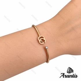 دستبند بنگل رزگلد زنانه مدل w-10837