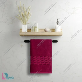 حوله دستی بزرگ طرح آرام رنگ زرشکی