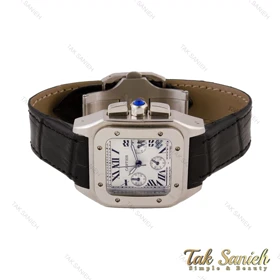 ساعت کارتیه سانتوس 100 زنانه بند چرم سه موتوره Cartier-5680-L