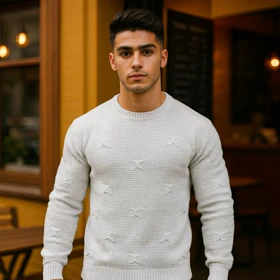 پلیور زاپ‌دار سفید مردانه مدلDeta