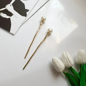 گیره مو زنانه مدل کانزاشی تک مروارید کد np255