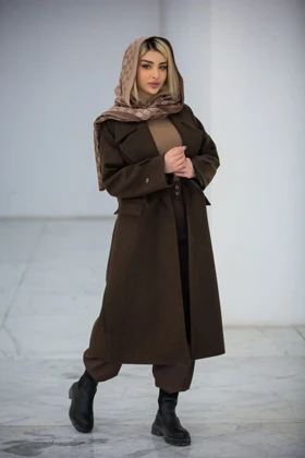 پالتو فوتر بلند آستین پاگون (قهوه ای)