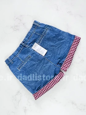 شورتک کوتاه جین پاچه پاکتی طرحدار