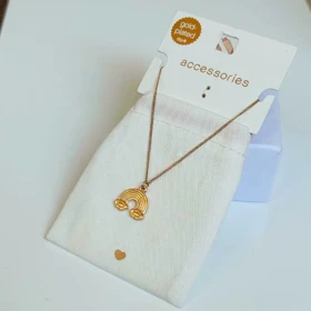گردنبند ظریف زنانه طرح رنگین کمان طلایی (Gold Plated) - نماد امید و شانس