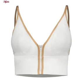 نیم‌تنه ورزشی جلو زیپ زنانه مدل پددار سفید کد 4563