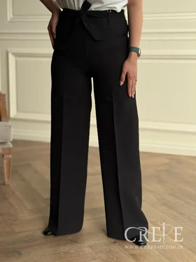 شلوار کرپ واید کمردار قد 114